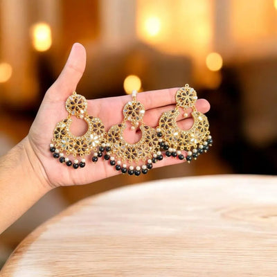 Gold Plated Crystal Earrings & Bindia Set