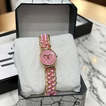 Stylish Women's Quartz Heart Watch with Chain Strap - 1 Pc
