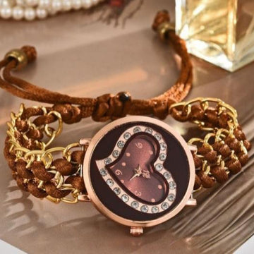 Stylish Women's Quartz Heart Watch with Chain Strap - 1 Pc