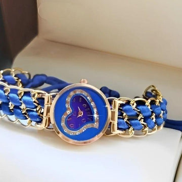 Stylish Women's Quartz Heart Watch with Chain Strap - 1 Pc