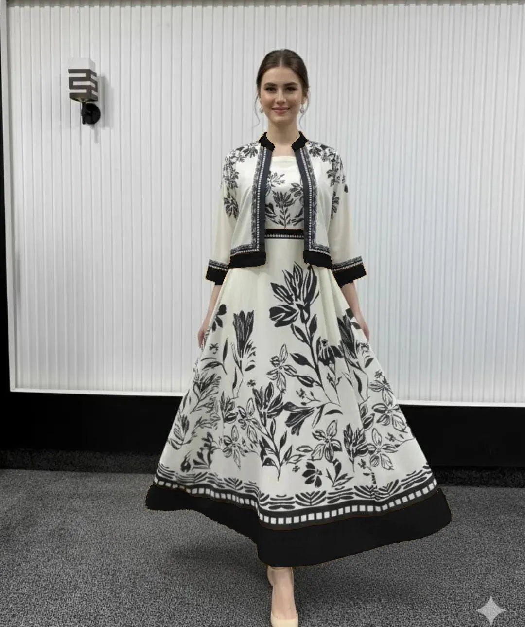 2 Pcs Women's stitched Maxi and Jacket