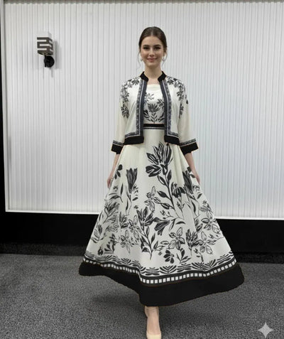 2 Pcs Women's stitched Maxi and Jacket