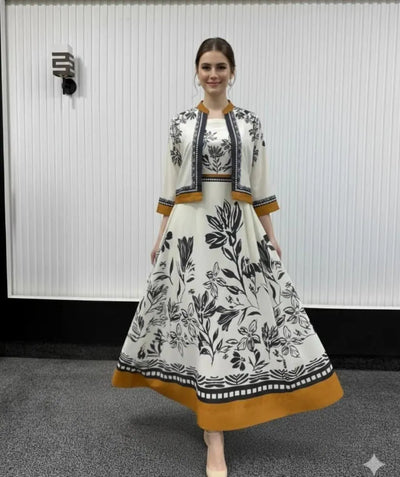 2 Pcs Women's stitched Maxi and Jacket