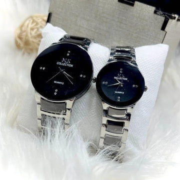 Stylish Unisex Couple Watches - Set of 2 with Quartz Movement