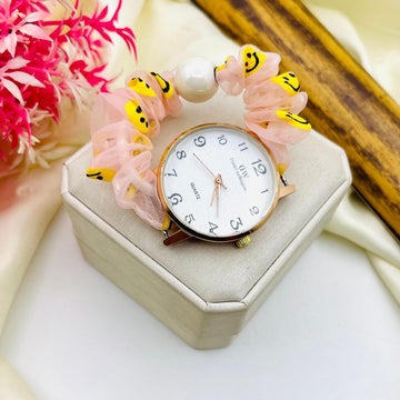 Chic Women's Quartz Watch - Pink Strap, Water Resistant - 1 Pc