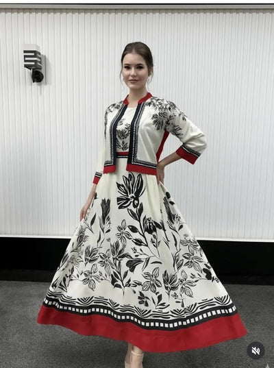 2 Pcs Women's stitched Maxi and Jacket