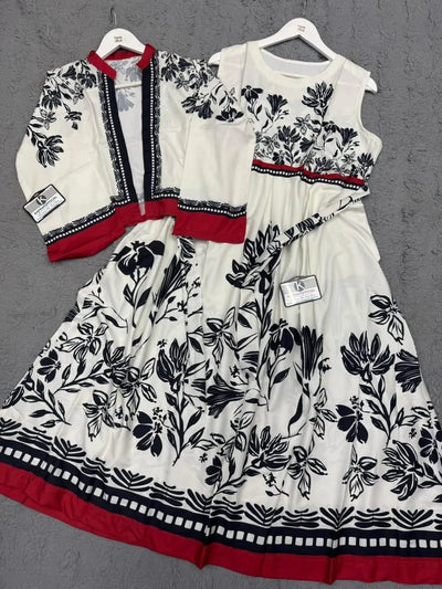 2 Pcs Women's stitched Maxi and Jacket