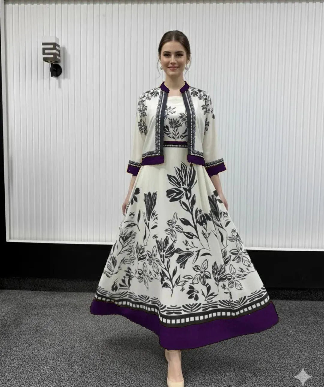 2 Pcs Women's stitched Maxi and Jacket