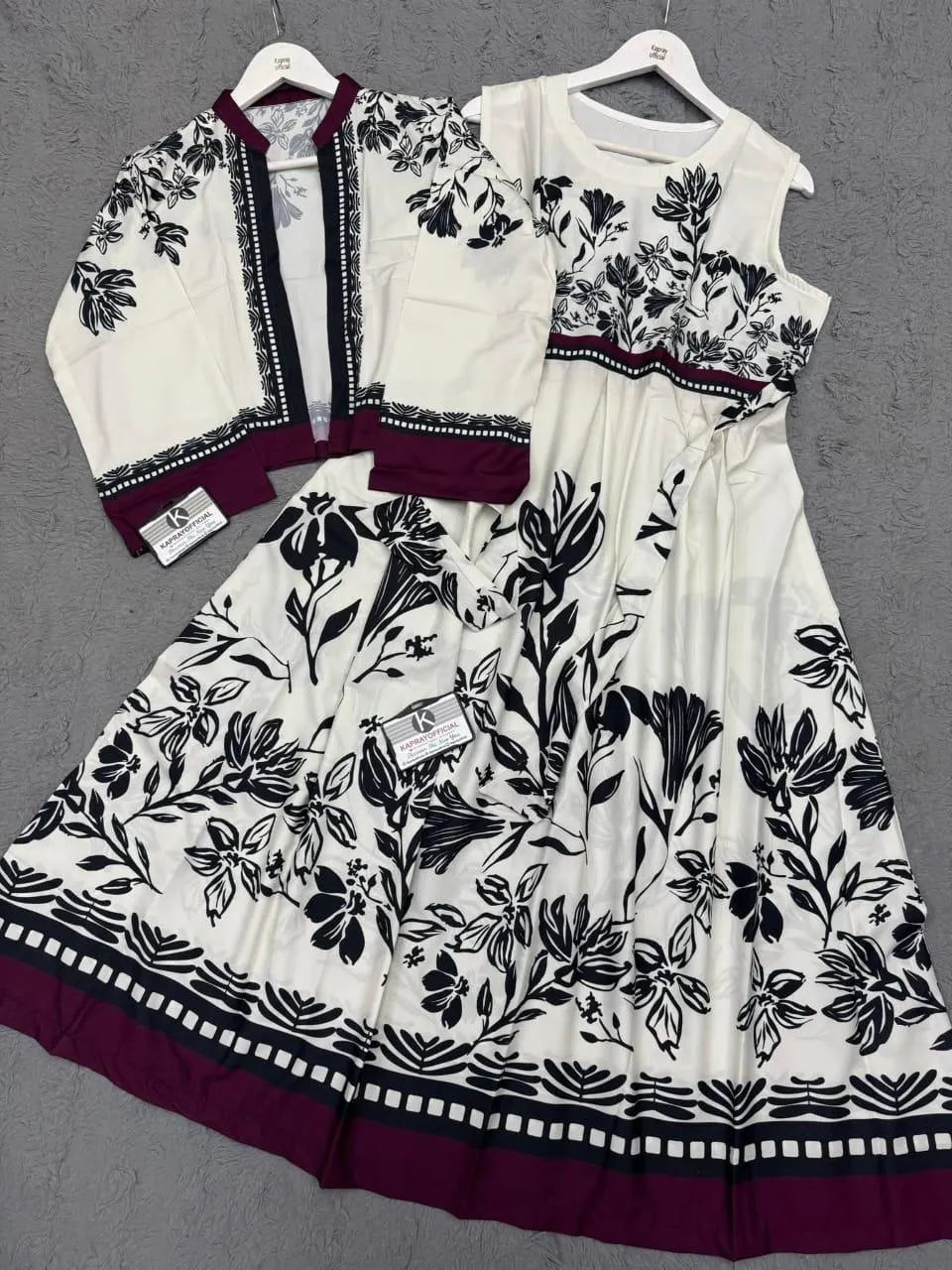 2 Pcs Women's stitched Maxi and Jacket