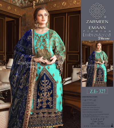 Red Embroidered Viscose Suit 3 Pcs