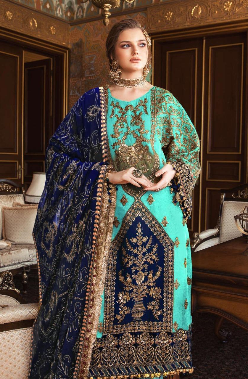 Red Embroidered Viscose Suit 3 Pcs