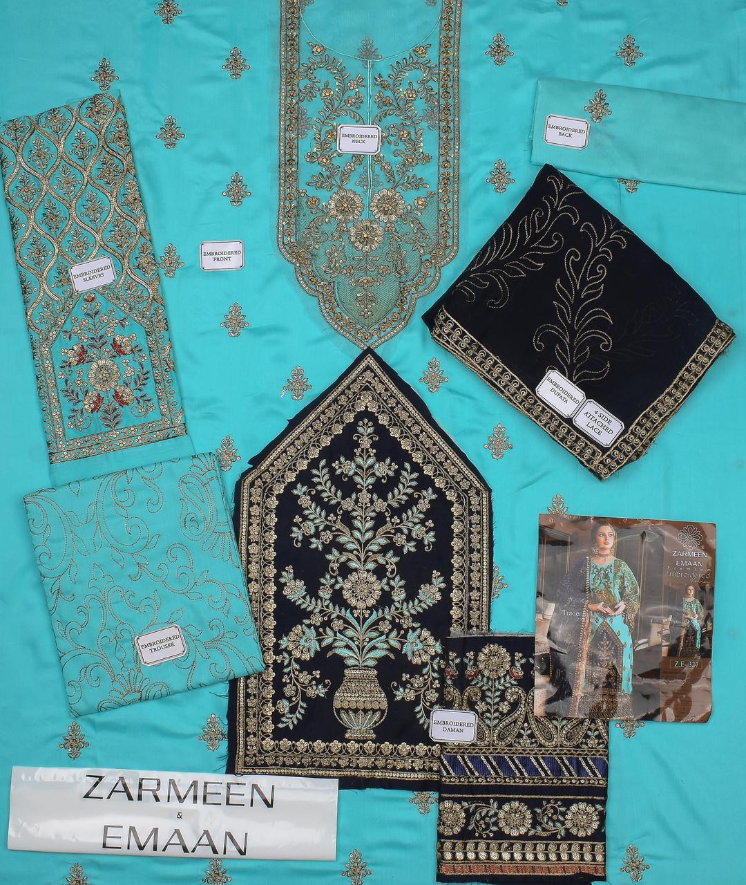 Red Embroidered Viscose Suit 3 Pcs