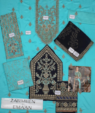 Red Embroidered Viscose Suit 3 Pcs