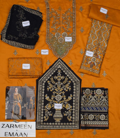 Red Embroidered Viscose Suit 3 Pcs