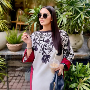 Trendy Women's Stitched Printed Swiss Lawn Shirt and Trouser Set - 2 Pcs