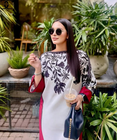 Stitched Printed Swiss Lawn set 2 Pcs