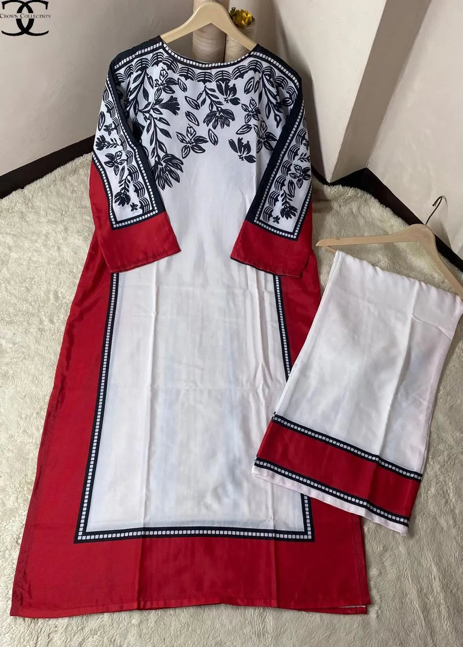 Stitched Printed Swiss Lawn set 2 Pcs