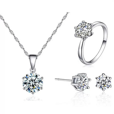 Bridesmaid Jewelry Set for Wedding 925 sterling silver chains Necklace Earring For Women Gemstone Rings Party Jewelry Sets